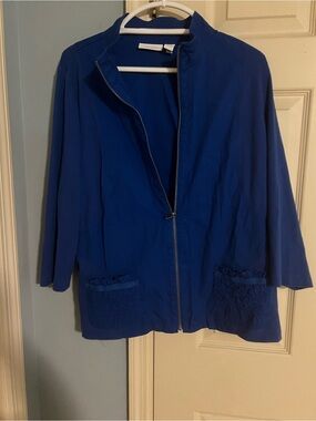 Chico's Royal Blue Zip-Front Bomber Jacket